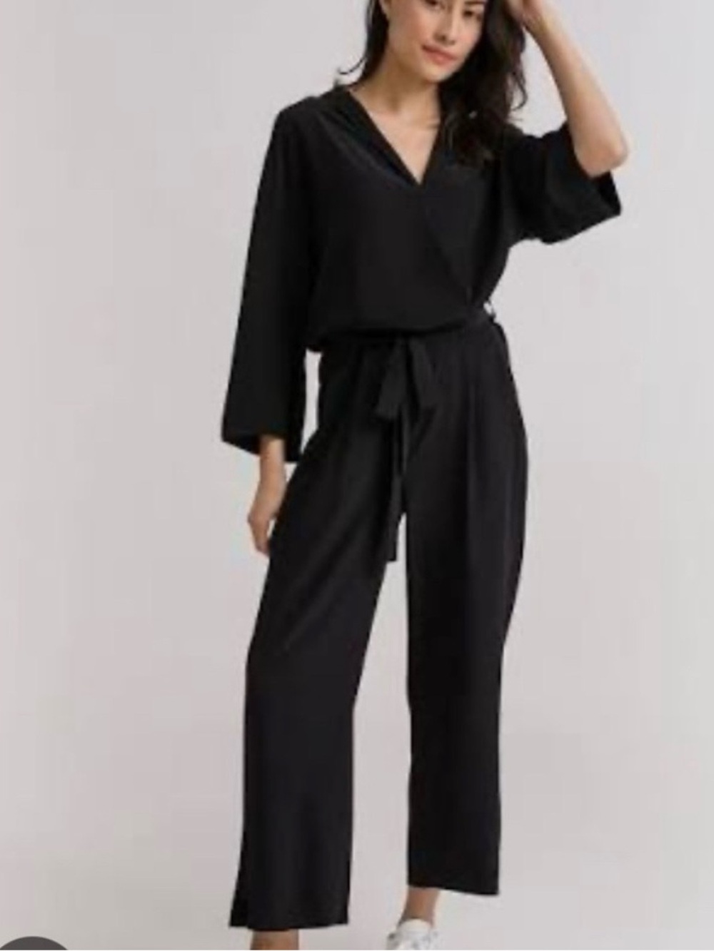 Grana Black Faux Wrap Jumpsuit XS